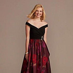 David's Bridal Off the Shoulder Ball Gown with Embellished Detail